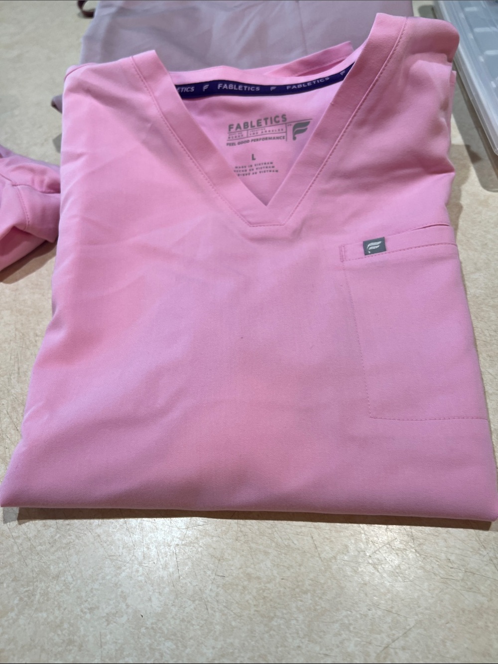 Fabletics Men's Light Pink V-Neck Pocket Tee